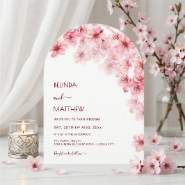Convites Casamento Casual Arqueado Branco Flor de Cerejeira
