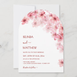Convites Casamento Casual Arqueado Branco Flor de Cerejeira