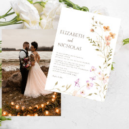 Convites Casamento Casual de Boho Wildflower Elegante
