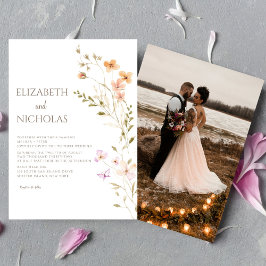 Convites Casamento Casual de Boho Wildflower Elegante