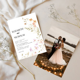 Convites Casamento Casual de Boho Wildflower Elegante