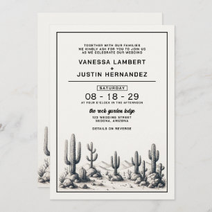 Convites Casamento Casual de Cactus com Código QR