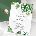 Convites Casamento Casual de Palm Tropical Selvagem<br><div class="desc">Este convite casual de palma tropical selvagem é perfeito para um casamento de praia ou destino. A design apresenta um conjunto exótico de folhas de palmeiras de banana-d'água verde,  samambaias,  folhagem,  plantas botânicas e verde para uma sensação tropical de verão.</div>