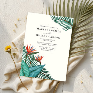 Convites Casamento Casual de Palma Tropical Folha Verde