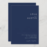 Casamento Casual de Prata Azul Marinho Minimalista