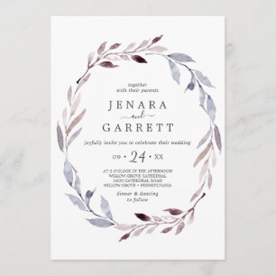 Convites Casamento Casual de Winter Greenery Wreath