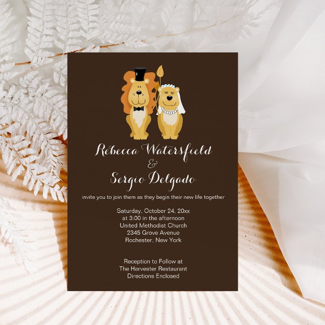 Convites Casamento Casual do Casal Lion Cute (Criador carregado)