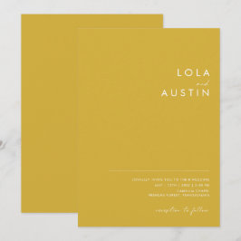 Convites Casamento Casual Dourado Minimalista Moderno