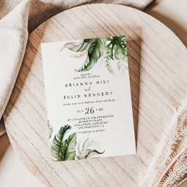 Convites Casamento Casual Dourado Verde Tropical