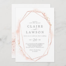 Casamento Casual Geométrico de rosa Dourado Waterc