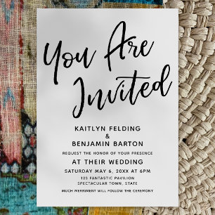 Convites Casamento Casual Moderno com "Você é Convidado"