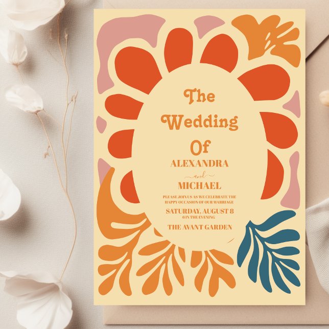 Convites Casamento Casual Vintage Boêmio Retro (Criador carregado)