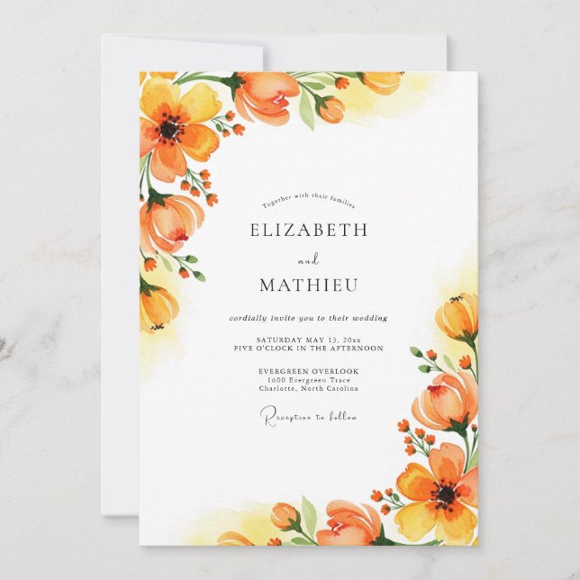 Convites Casamento Cativante da Primavera Âmbar (Frente)