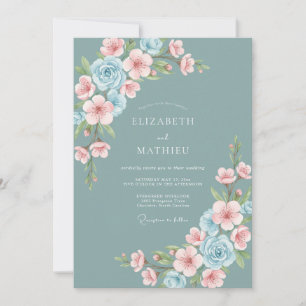 Convites Casamento Cativante de Tons de Azul Turquesa empoe