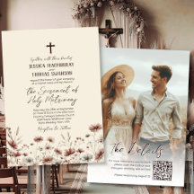 Casamento Católico Boho Wildflower Foto & QR Code