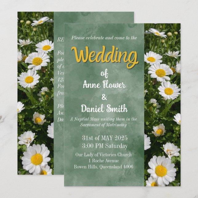 Convites Casamento Católico de Margarida Verde (Frente/Verso)