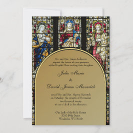 Convites Casamento Católico de Vidro Estreito Elegante