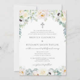 Convites Casamento Católico Floral Branca de Kristen Simple