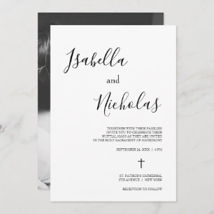 Convites Casamento Católico Isabella Simple Script Modern