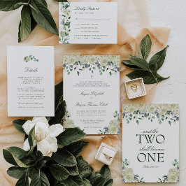 Convites Casamento Católico Megan White Roses & Greenery