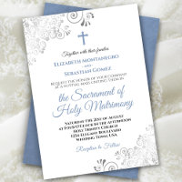 Casamento Católico Moderno de Dusty Azul e Cinzas