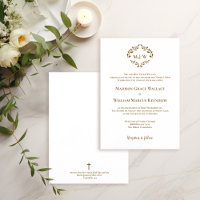 Casamento Católico Moderno de Ouro e Paixão Branco