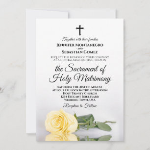 Convites Casamento Católico Moderno Rosa Amarela Manteiga E