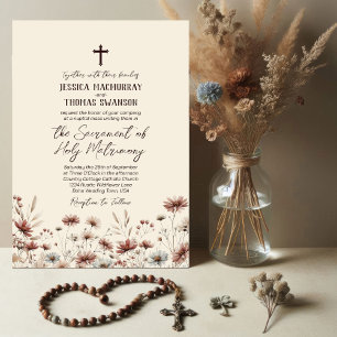Convites Casamento Católico Rustic Boho Chic Wildflower