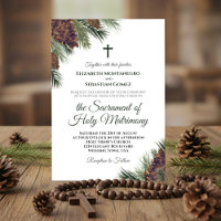 Casamento Católico Rustic Watercolor Pinecones