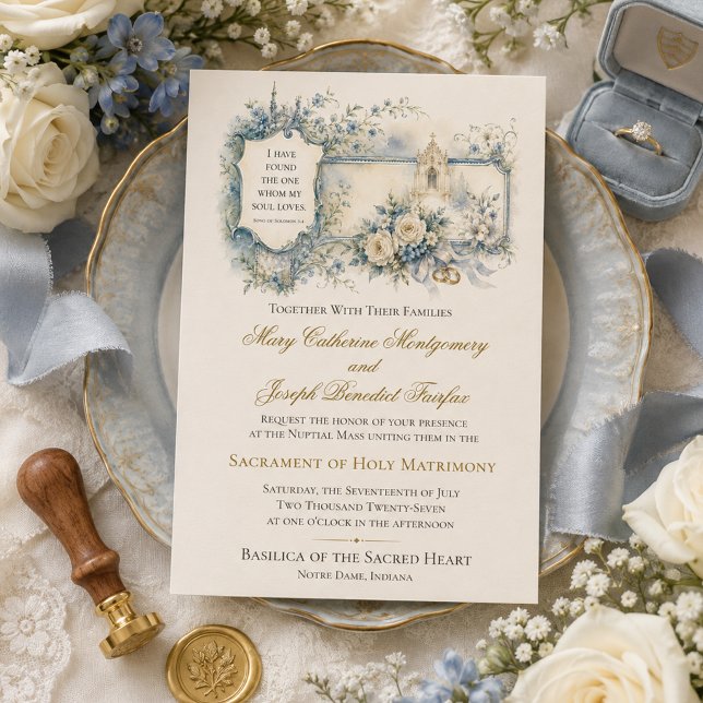 Convites Casamento Católico Tradicional | Cântico dos Cânti (A sacred beginning deserves an invitation that reflects the beauty of your vocation.)
