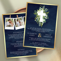 Casamento Católico Tudo em Um Greenery Cross Navy