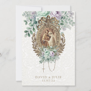 Convites Casamento Católico verde menta lavanda