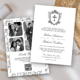 Convites Casamento Católico Vitoriano Preto e Branco com Có