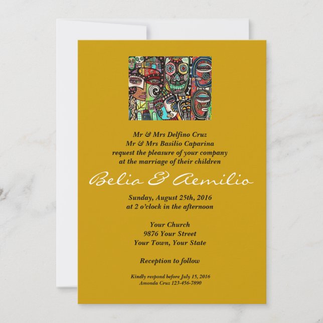 Convites Casamento - Celebre a Vida Casal Mexicano (Frente)