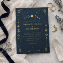 Casamento Céleste Gótico Meia-Noite Azul Dourado