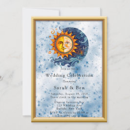 Convites Casamento Celestial Amarelo Azul Sol Lua