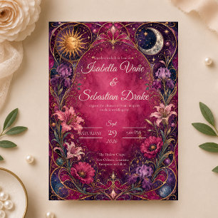 Convites Casamento Celestial Art Nouveau Romântico