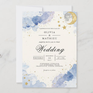 Convites Casamento Celestial Blue Dreamscape