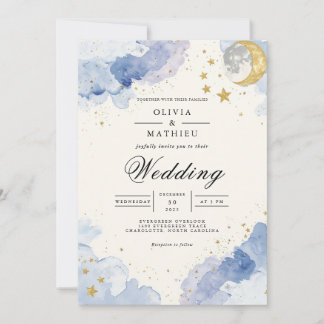 Convites Casamento Celestial Blue Dreamscape