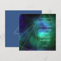 Casamento Celestial Blue Galaxy Abstrato
