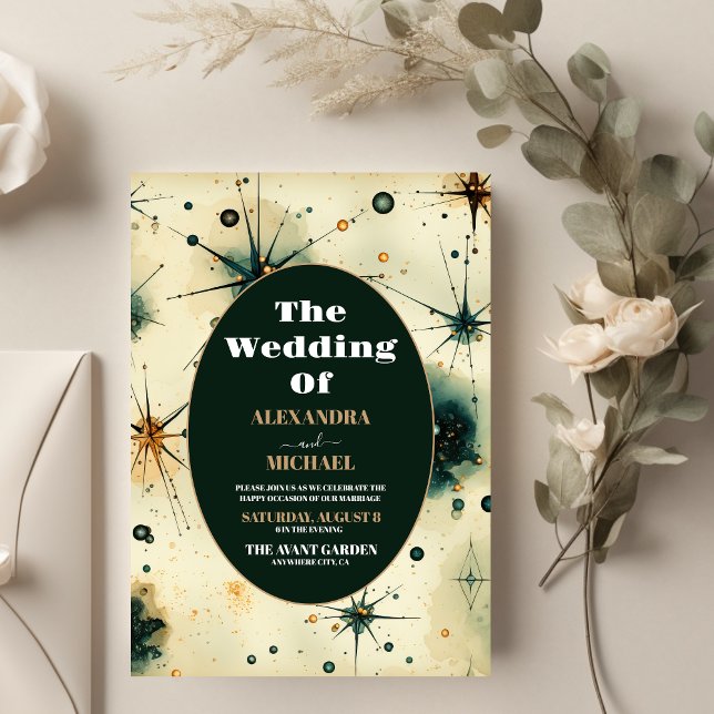 Convites Casamento Celestial com Aquarela Vintage (Criador carregado)