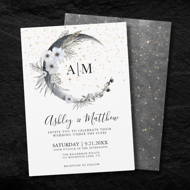 Convites Casamento Celestial da Lua (Moon Celestial Wedding Invitation)