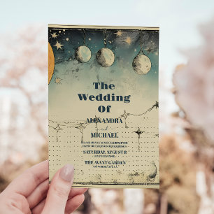Convites Casamento Celestial de Estrelas à Meia-Noite