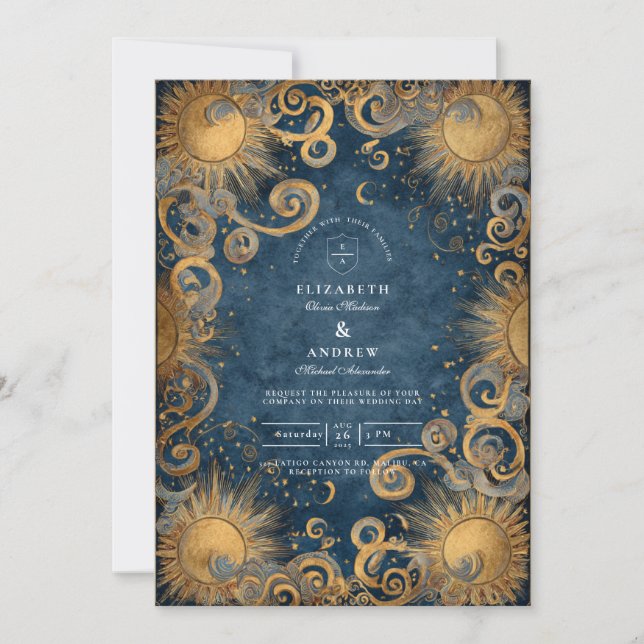 Convites Casamento Celestial do Sol da Meia-Noite (Frente)
