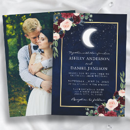Convites Casamento Celestial Dourado Lua Estrelas Foto 