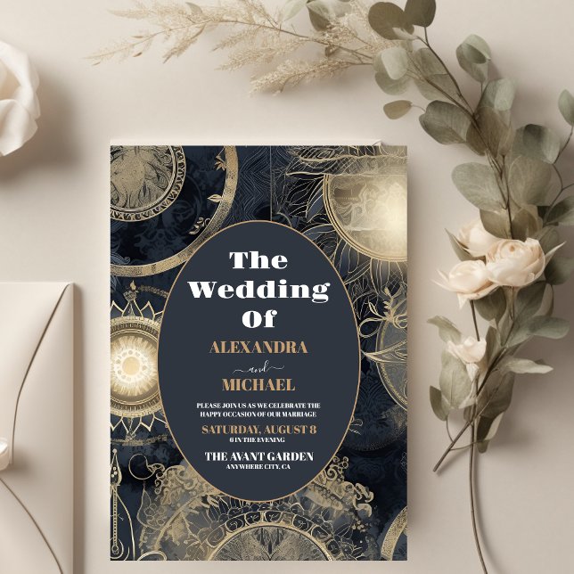 Convites Casamento Celestial Elegante Prata e Ouro (Criador carregado)
