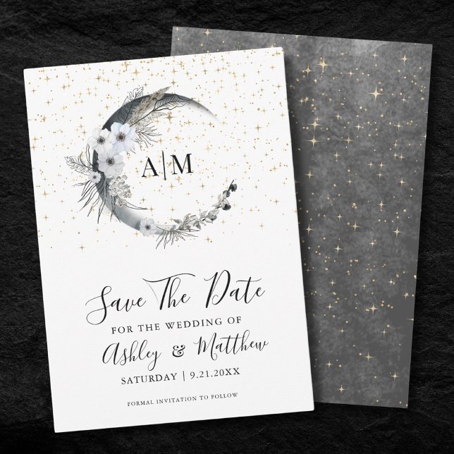 Convites Casamento Celestial Elegante Salvar A Data (Elegant Celestial Wedding Save The Date Invitation)