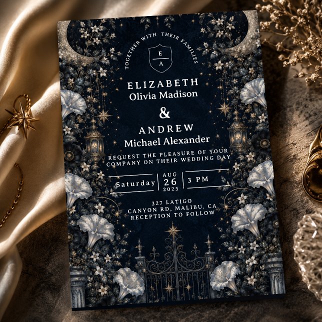 Convites Casamento Celestial Gótico Escuro (Criador carregado)
