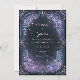 Convites Casamento Celestial Lavanda à Meia-Noite