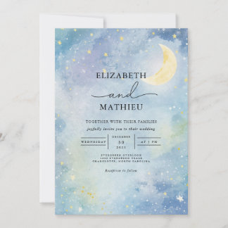 Convites Casamento Celestial Night Sky Bloom